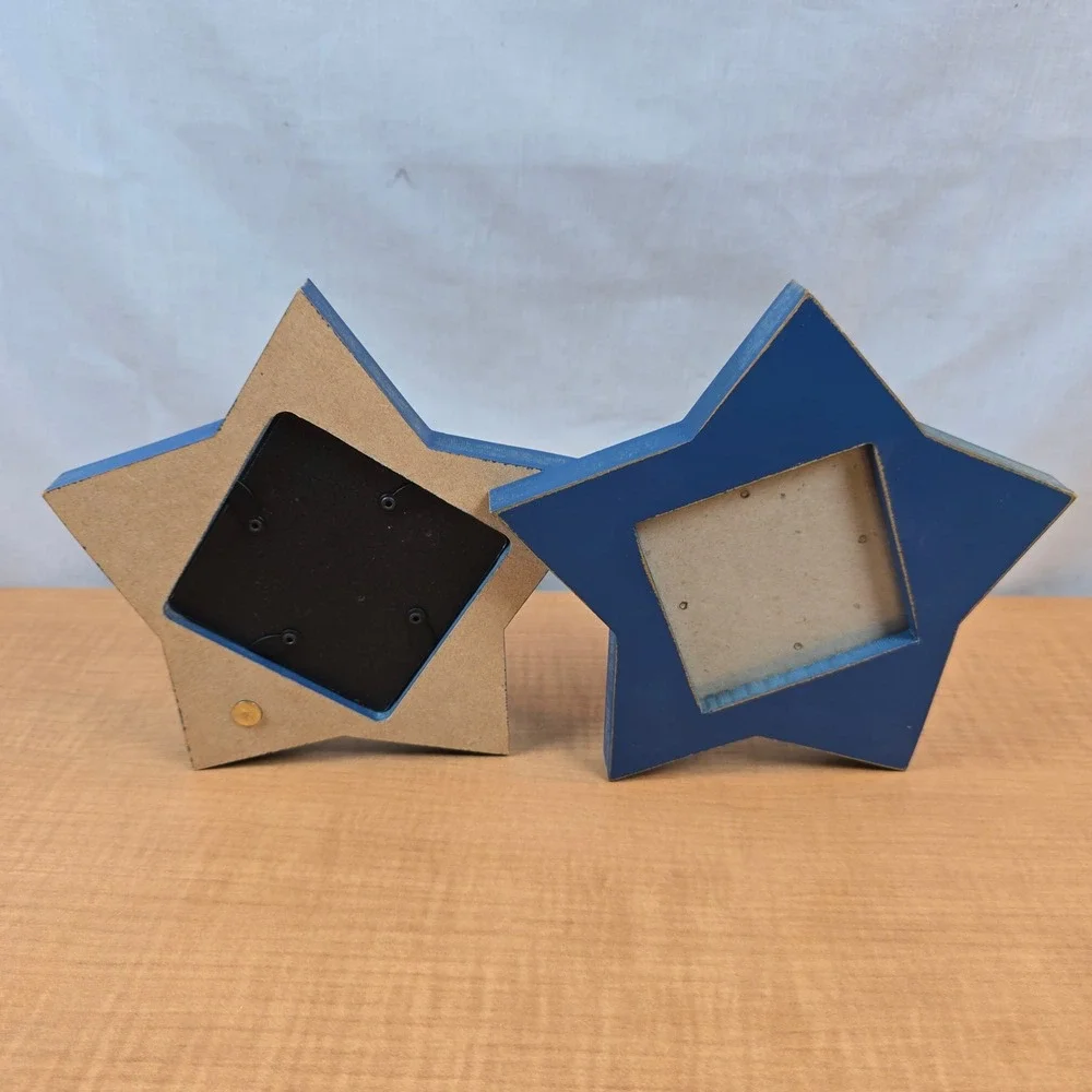 Picture Photo Frame Distressed Blue Star Wooden Dual Sided 3